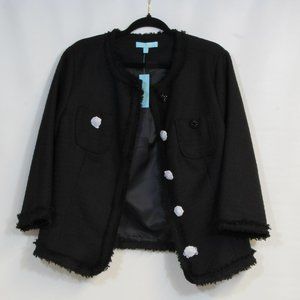 French Twist Black Collarless Blazer Sport Jacket Size Large